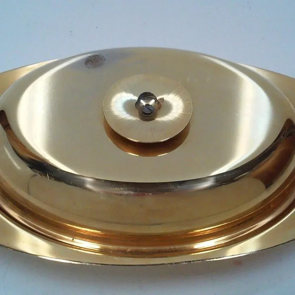 Mid-Century Tommi Parzinger Lidded Dish Gold Plated 1950s Glam Serving